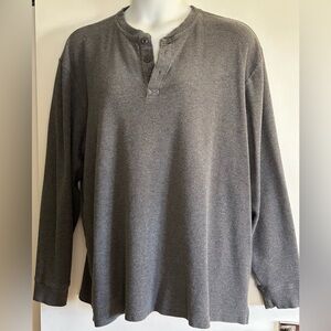 LL Bean Thermal Henley Shirt XXL Tall Gray Cotton